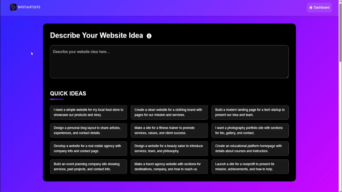 AI Website Creation Demo