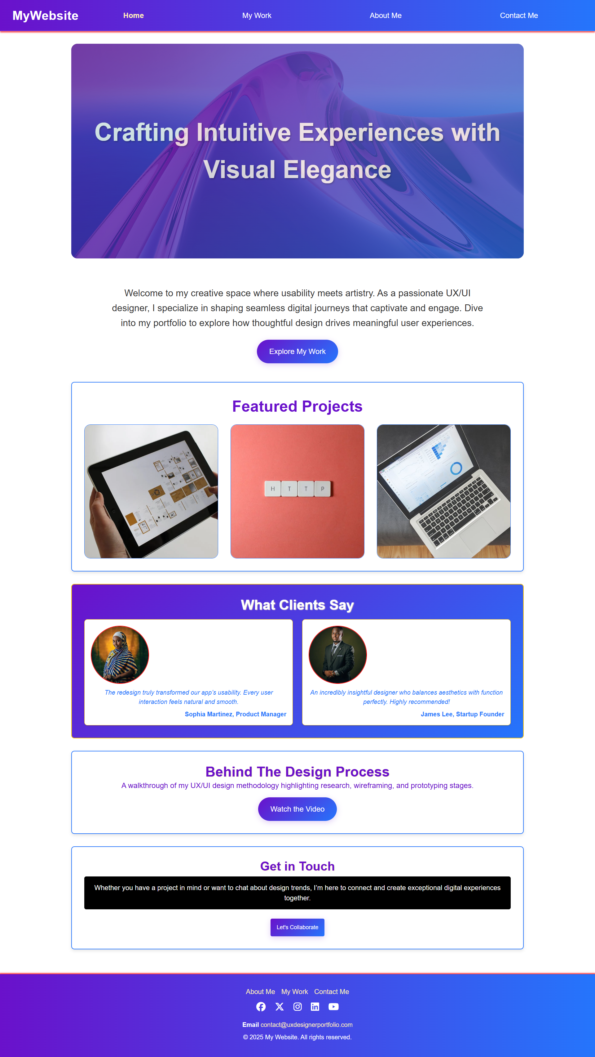 Portfolio theme — example website design available in Instantsite